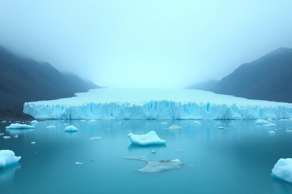 Melting glacier in arctic landscape highlighting conservation needs